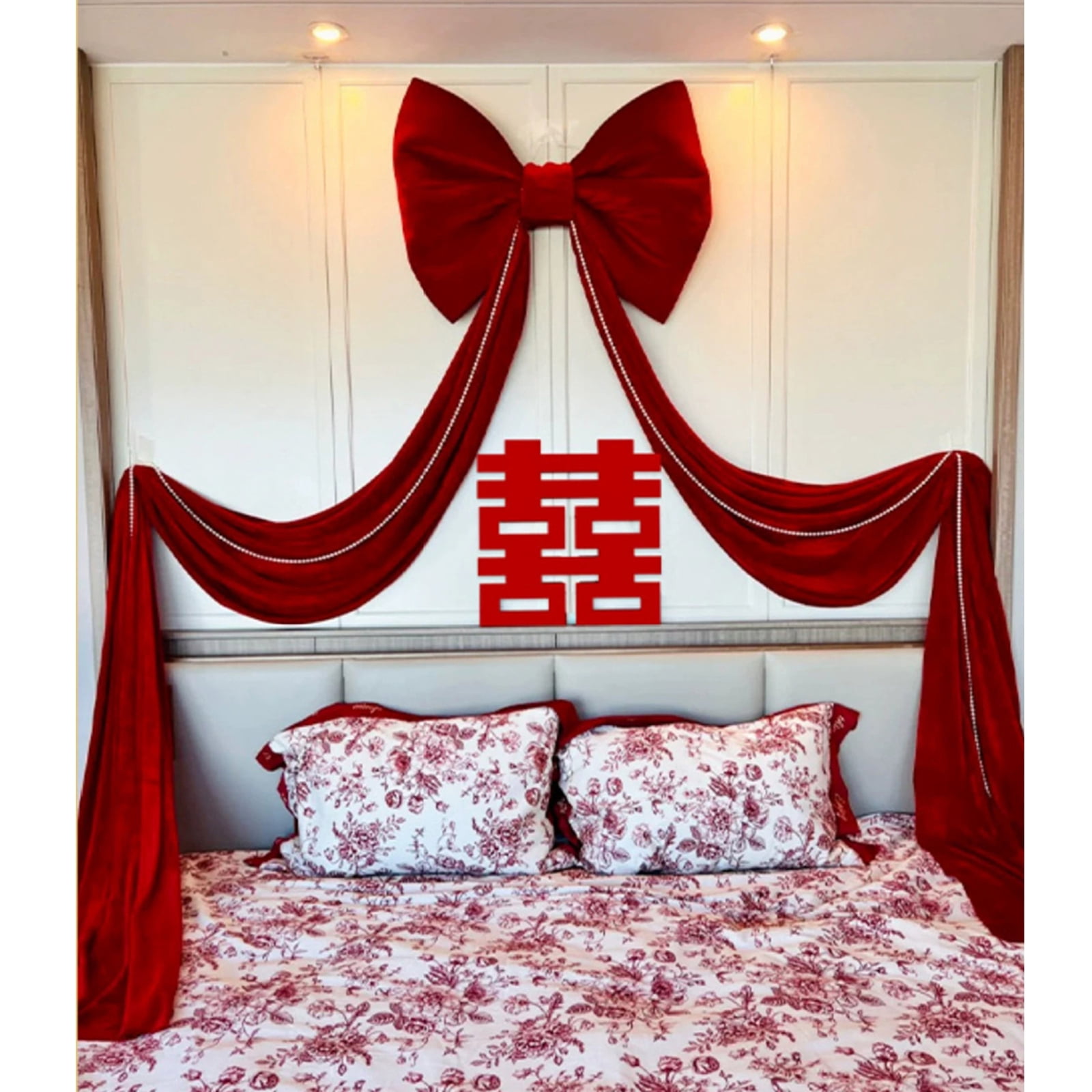 Large Red Plushie Bow Tie For Wedding And Party Backdrop Decoration With Vibranted Color And Soft Texture