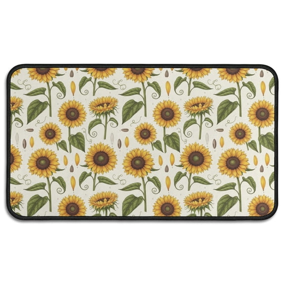 Kitchen Rugs Sets Of 2,Pioneer Flower Floral Print Pattern Anti Fatigue Kitchen Mat Rugs Non Slip Washable,Decorative Kitchen Floor Mats for Kitchen,Sink,Laundry,17X47 Inch