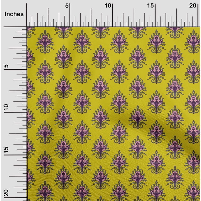 oneOone Polyester Lycra Fabric Leaves|Floral & Paisley Block Print Sewing Fabric BTY 56 Inch Wide