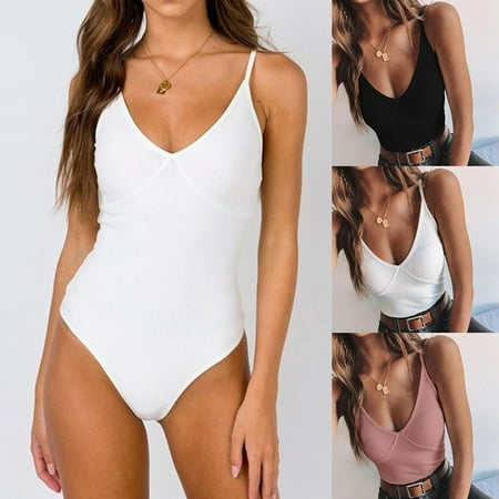 APEXFWDT Women One Piece Ribbed Jumpsuits Backless Catsuit Bodycon Rompers Playsuit Summer Casual Shorts Rompers Athletic Yoga Bodysuits 2024
