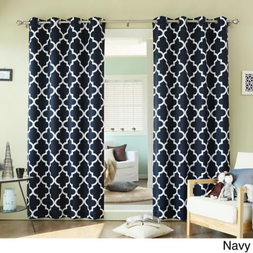 Aurora Home Moroccan Tile 96 Inch Window Curtain Panel Pair Navy Aurora Home Moroccan Tile 96 Inch Window Curtain Panel Pair Navy