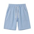 thumbnail image 5 of Men's Linen Shorts with Big Pockets Lightweight Breathable Casual Beach Vacation Shorts for Men Summer Yoga Big and Tall Size S-3XL Light Blue, 5 of 9
