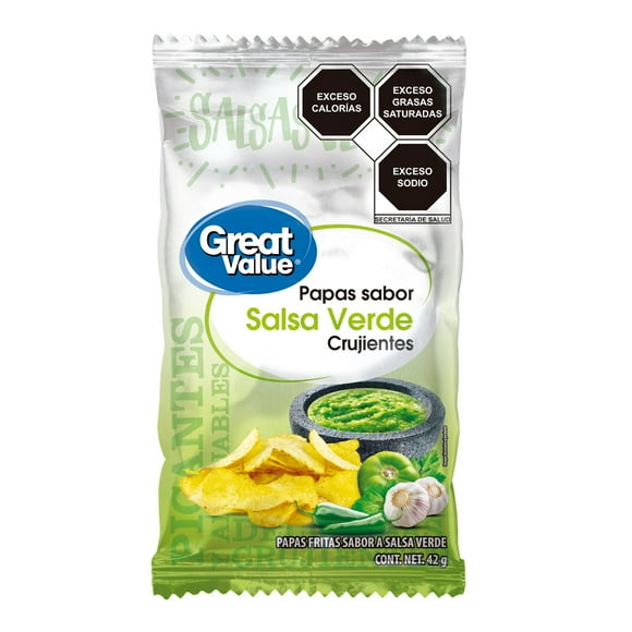 Papas Great Value salsas verdes 42 g
