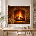 thumbnail image 5 of Stone Fireplace Beside a Woven Firewood Basket, Cozy Rustic for Home Decor Lovers, Hearth Wall Art, Housewarming Gift, Tapestry Wall Hanging for Living Room and Den, 5 of 7