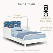 Delta Children Dreamer Toddler Bed (Choose from Dinosaur or Rainbow Headboard Stickers), Bianca White