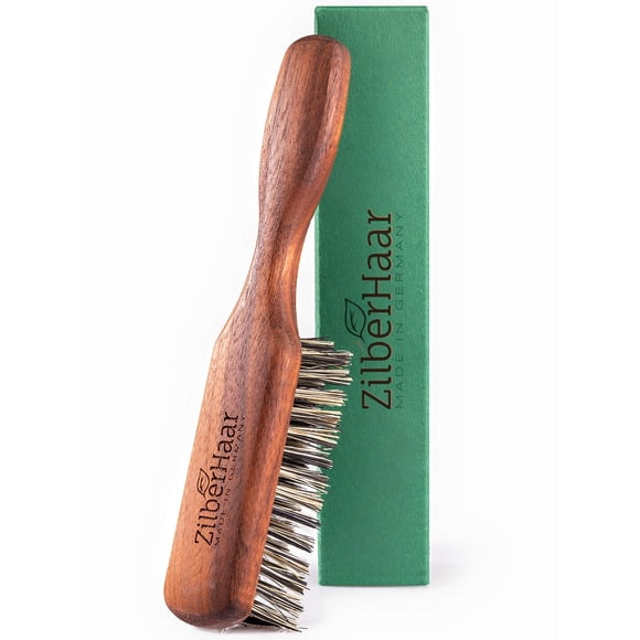 Cepillo para barba vegano ZilberHaar - Cerdas rígidas - Cerdas de nogal aceitado y tampico mexicano - Producto para el cuidado de la barba sin animales - Fabricado en Alemania
