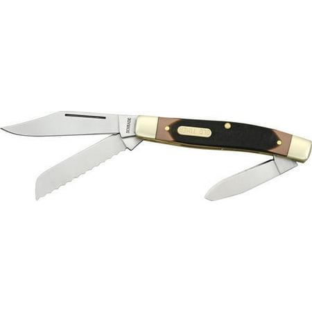 Schrade 89OT Old Timer Blazer Folding Knife with Clip, Serrated Sheepfoot, and Spey Blades Multi-Colored