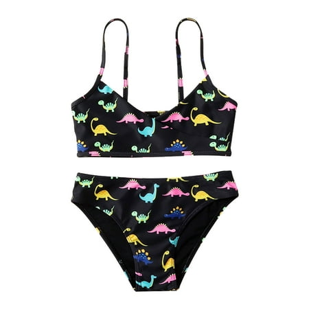 

Ydojg Toddler Girls Swimsuits 2 Piece Swimsuit Sport Dinosaurs Prints High Waist Bikini Set Swimwear Bathing Suit For 8-9 Years