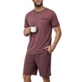 thumbnail image 5 of GENTS BLISS Men Pajamas Set Crewneck 2 Piece Set Short Sleeve Shirt with Color Block Pocket and Soft Shorts Loungewear, 5 of 11