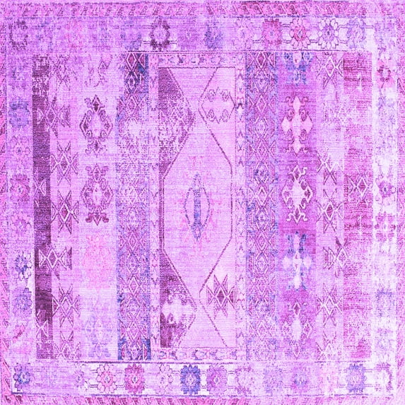 Ahgly Company Indoor Square Persian Purple Traditional Area Rugs, 6' Square
