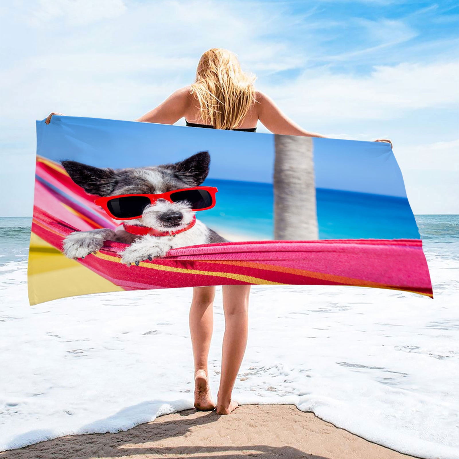 BadyminCSL Household Items on Clearance Dog Themed Beach Towel Beach Towel Balls Gifts 30X60In Large Beach Towel Quick Fast Dry Absorbent Lightweight