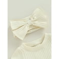 thumbnail image 5 of Spewahor Baby Girl 2 Piece Outfits Solid Color Short Sleeve Romper with Bow Headband Set Summer Clothes, 5 of 9