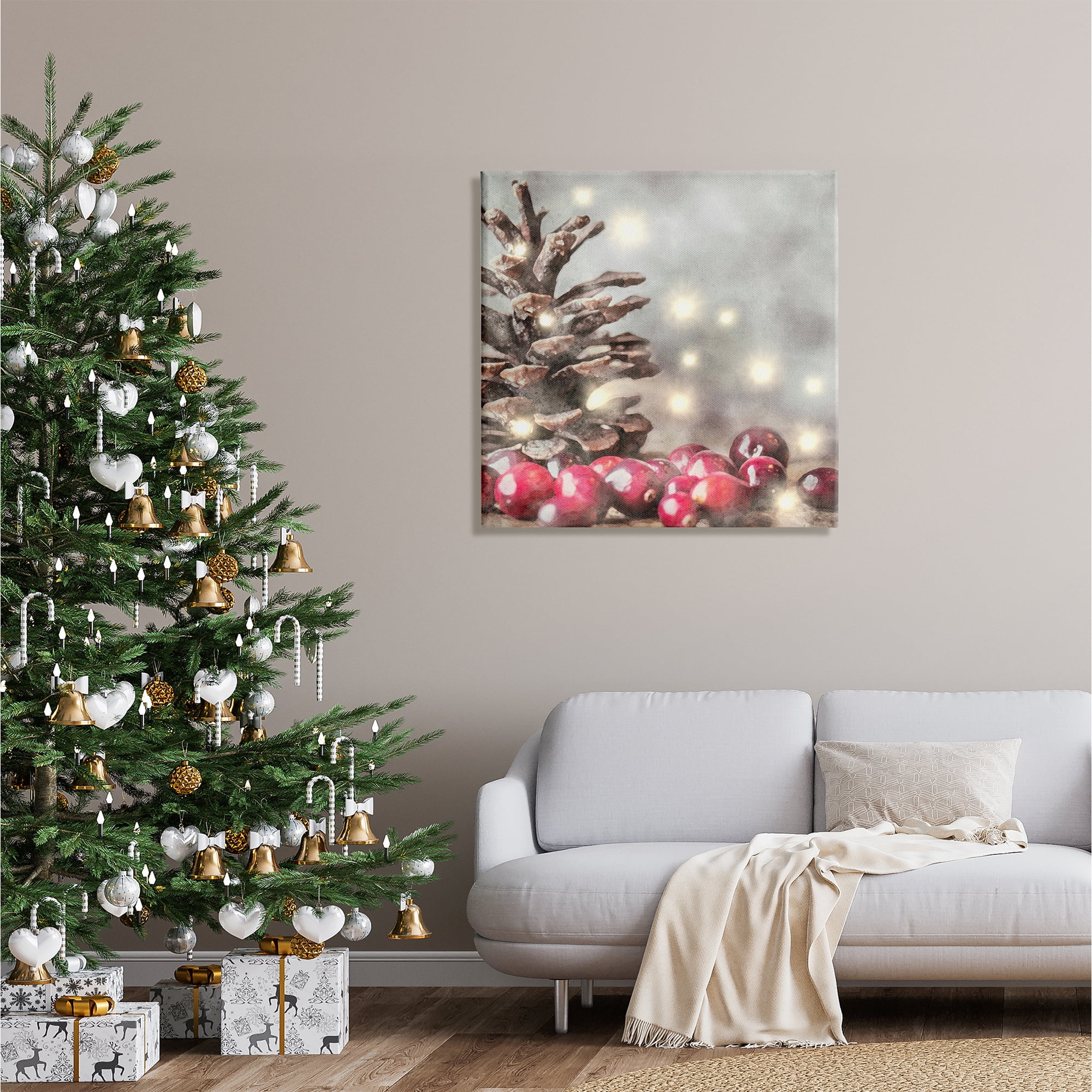 Stupell Industries Woodland Holiday Pinecone Holiday Painting Gallery Wrapped Canvas Print Wall Art, 30 x 30