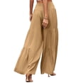 thumbnail image 5 of Gzhioc Women's Wide Leg Pants, High Waist Solid Color Casual Loose Pleated Pants, Khaki/Black/Light Green, 5 of 7