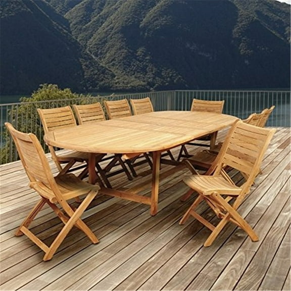 International Home Amazonia Teak 11 Piece Extendable Patio Dining Set