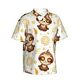 thumbnail image 2 of Balery Sloth Yoga Print Men's Hawaiian Shirts Short Sleeve Beach Shirt Relaxed Fit Vacation Button Down Shirts-XX-Large, 2 of 9