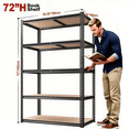 thumbnail image 2 of 59/70.8-inch storage rack, 5 adjustable shelves, 2000-pound load capacity, special pattern design, high material hardness, 2 of 4