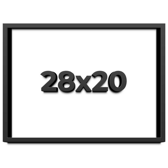 28x20 Shadow Box Frame Black | 1 inches Deep Real Wood Contemporary Shadowbox Display Frame | UV