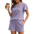 thumbnail image 1 of Ichuanyi liquidación moda femenina sexy verano manga casual de manga corta camiseta de empalme de dos piezas set de dos piezas ICHUANYI WER202308213086, 1 of 7