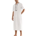 thumbnail image 4 of Camisones INSPIRE CHIC para hombres, de ajuste holgado, con mangas cortas, cómodos, color blanco, talla S, 4 of 4
