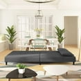 thumbnail image 4 of vidaXL 2-Seater Sofa Bed with Two Pillows Dark Gray Velvet, 4 of 10