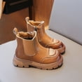 thumbnail image 2 of PEASKJP Girls Booties Side Zipper Non Slip Sneaker Boots, Khaki 24, 2 of 5