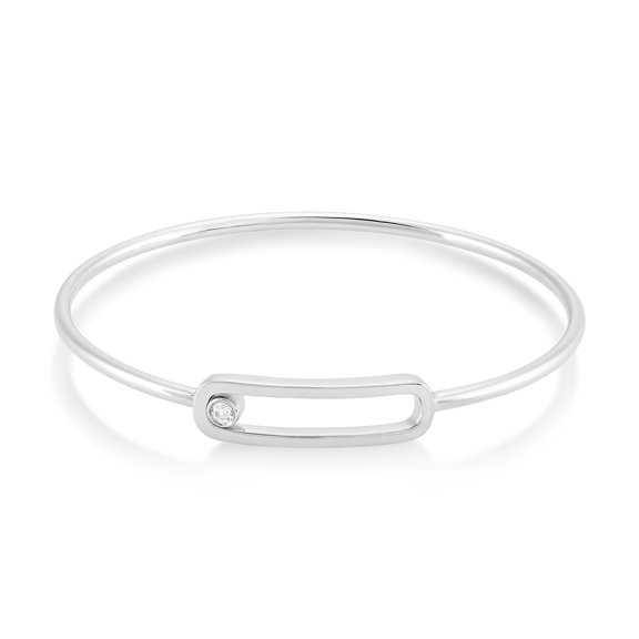 ARAIYA JEWELRY Sterling Silver Diamond Bangle Bracelet for Women (1/10 Ctw, H-I Color, I2-I3 Clarity), 7.5"