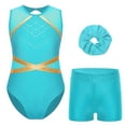 thumbnail image 2 of YUUMIN 3Pcs Kids Girls Sparkly Sleeveless Gymnastics Leotard Unitard Ballet Dance Biketard with Shorts Set Blue Green 10, 2 of 6