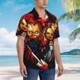 thumbnail image 4 of Lsque Chucky Pattern Hawaiian Shirt for Men Unisex Summer Beach Casual Short Sleeve Cotton Linen Button Down Shirts-Small, 4 of 6