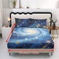 thumbnail image 2 of ZIATUBLES 3 Pcs Queen Size Cooling Polyester Sheet Set, Spiral Galaxy Print, Soft All-Season Bedding Set with 1 Fitted Sheet and 2 Pillowcases, Breathable Comfortable Sheets for Bedroom, 2 of 9