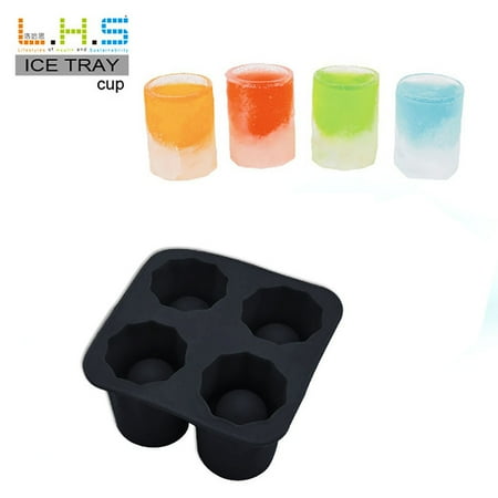 

4-Cup Ice Cube Shot Shape Rubber Shooters Glass Freeze Mold Maker Tray Party