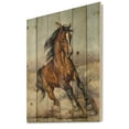 thumbnail image 2 of Designart 'A Brown Horse In The Race' Farmhouse Print on Natural Pine Wood, 2 of 5