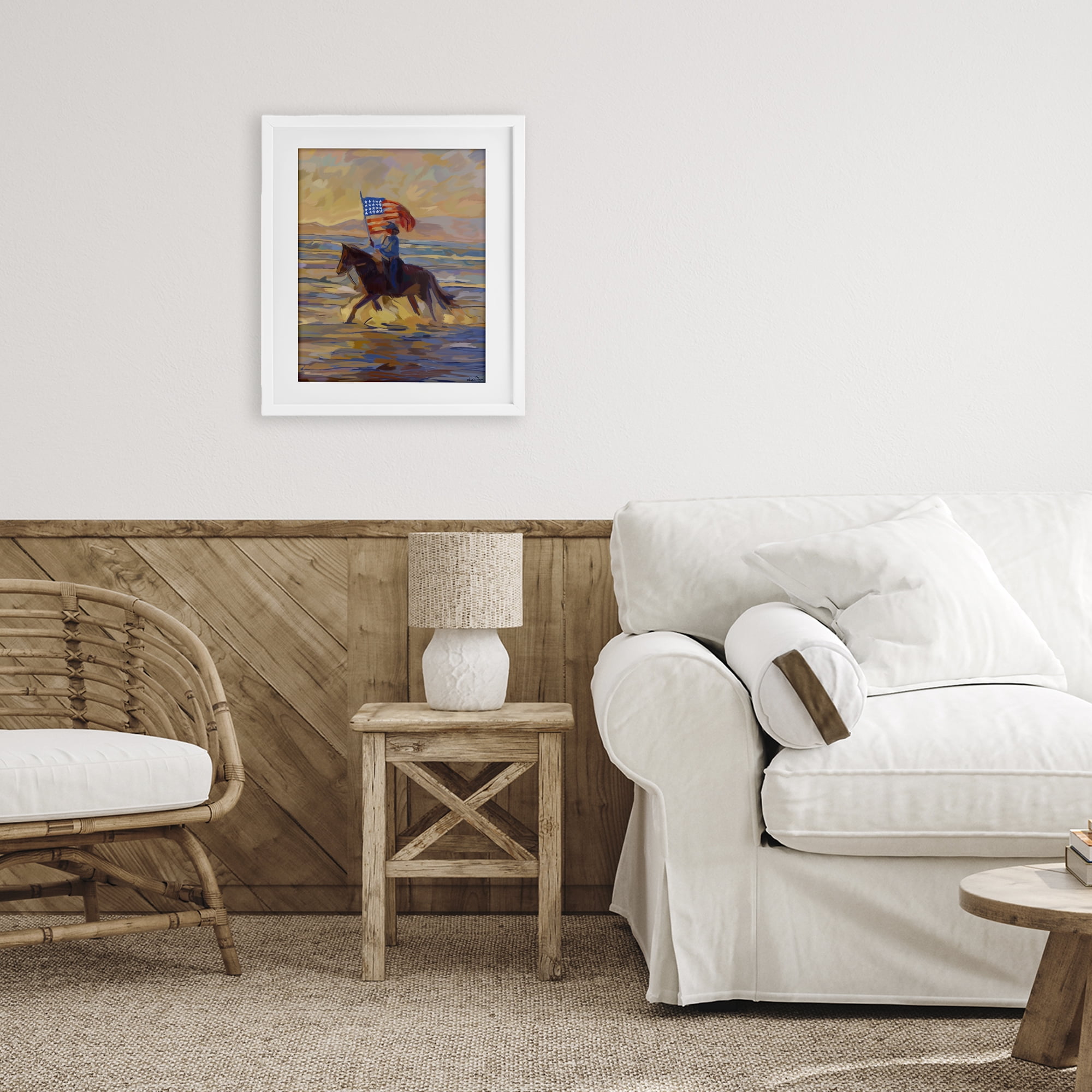 Stupell Industries American Cowgirl Abstraction White Framed Print Under Glass, design by Amelia Noyes