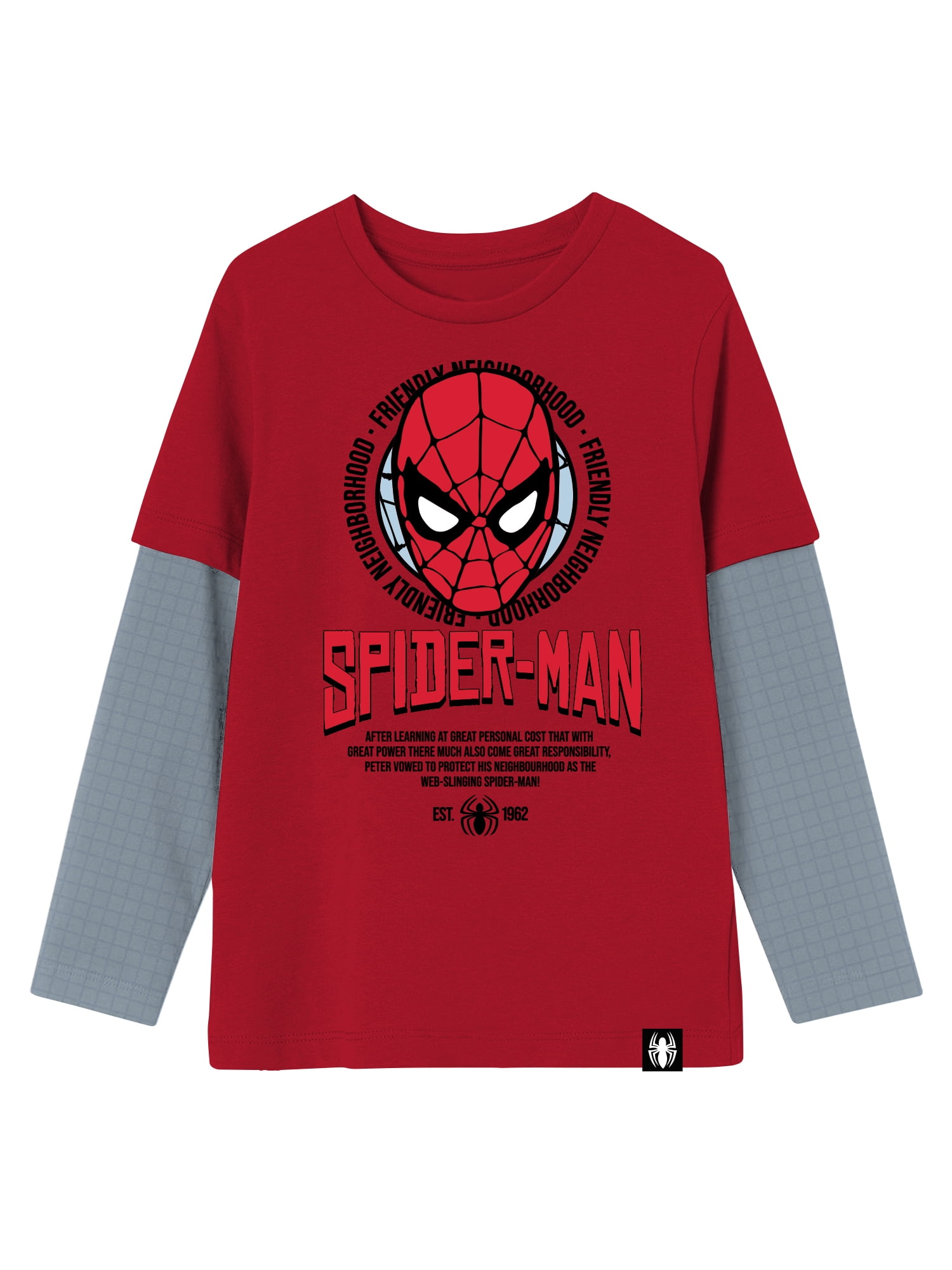 Spider-Man, Boys' Graphic Waffle Knit Long Sleeve 2Fer, Sizes 4-18