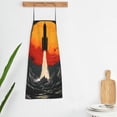 thumbnail image 5 of Zufioo Retro Space Rocket Launch Print Tie-up Apron, Unisex Kitchen Apron - Oil-proof, Stain-proof and Waterproof, Suitable for Restaurants and Service Industries-One Size, 5 of 9