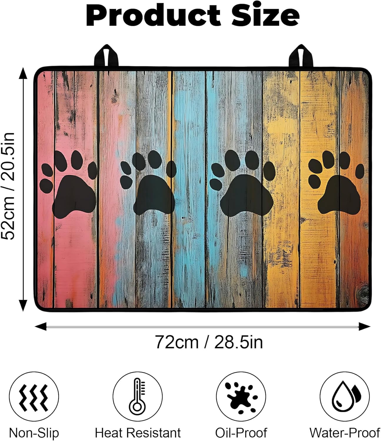 Heat-Resistant Glass Stove Top Cover with Anti-Slip Rubber Coating – Electric Stove Protector, Scratch-Resistant, Expands Counter Space, Stylish Kitchen Decor (Dog Paw Print)