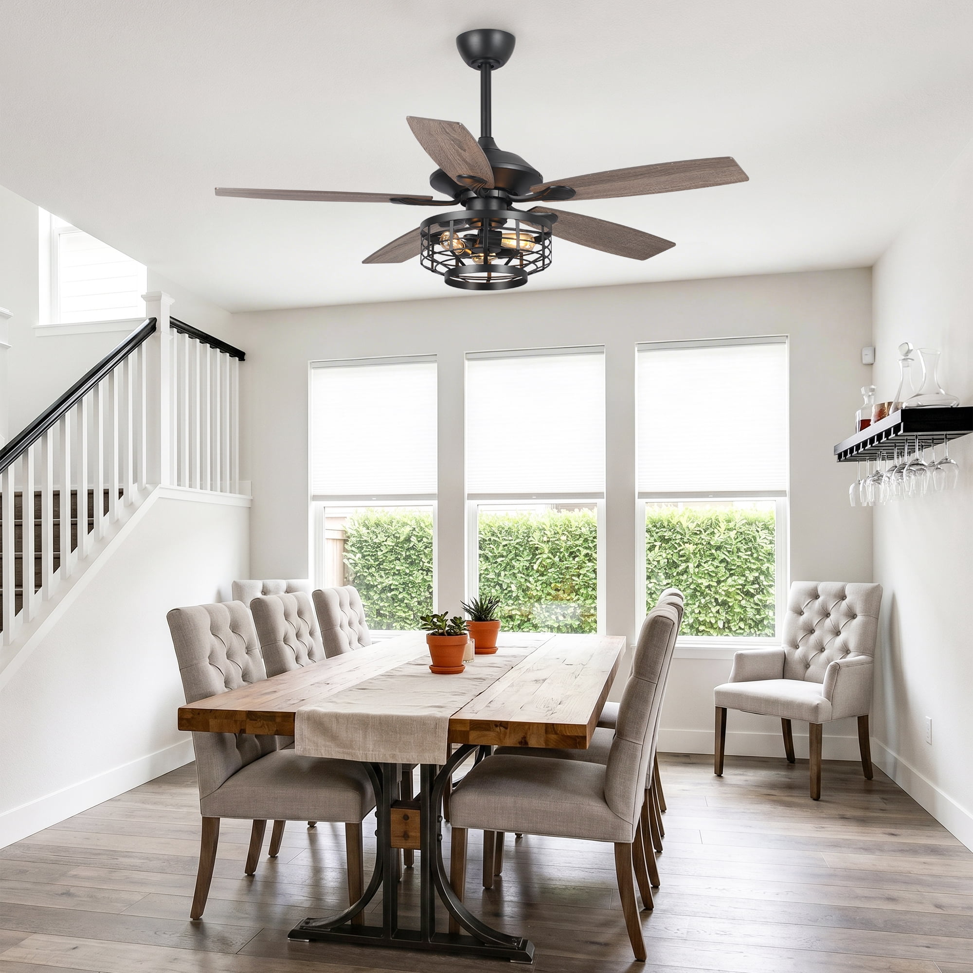 Parrot Uncle 52-Inch Industrial Ceiling Fan with Incandescent Light and Remote