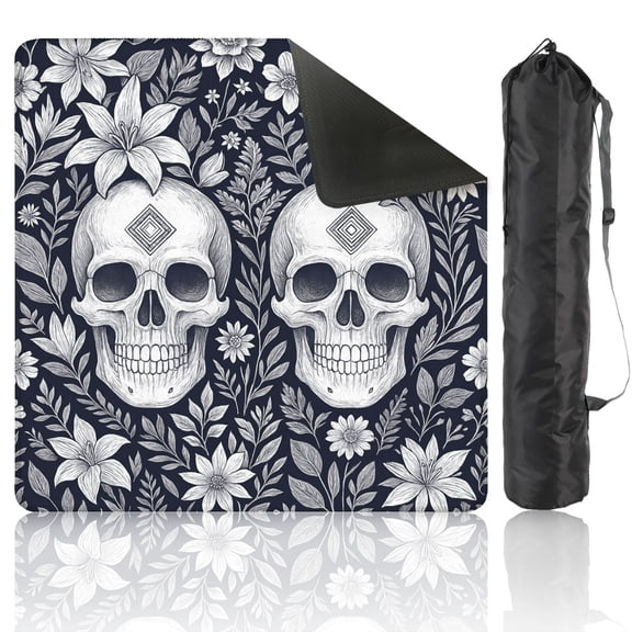 Mahjong Mat 31.5" x 31.5" Wreaths garden flowers skulls Roses peonies for Anti-Slip and Noise Reduction Symmetry Design Mahjong Tiles Table Cover for Dominoes Poker Card Board and Tile Games