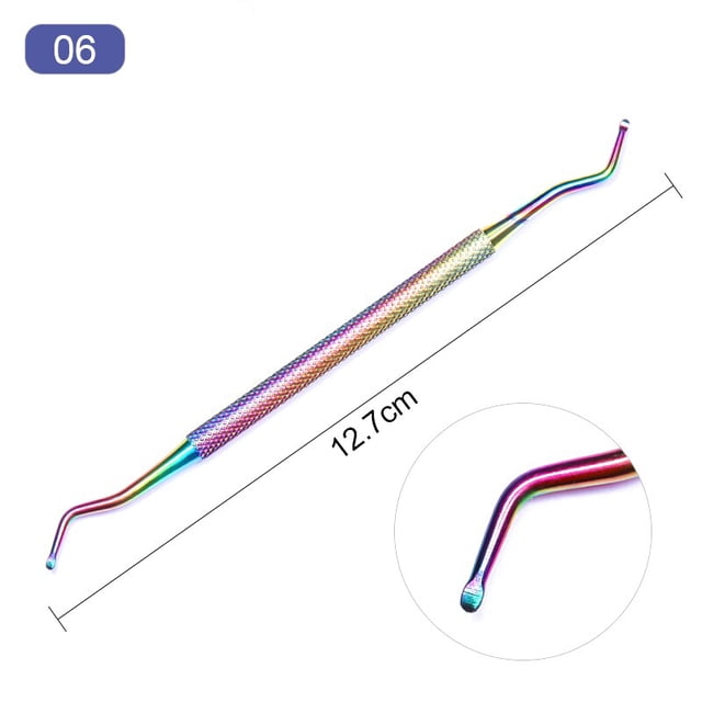 1 Uds. Empujador de cutículas de uñas, oro rosa, doble extremo, acero inoxidable, removedor de piel muerta, herramienta antideslizante para quitar cutículas zhangmengya LED
