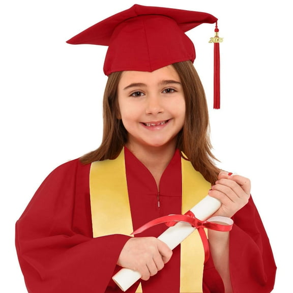 Girls Boys Kindergarten Graduation Cap and Gown with Tassel Red Cap and Gown for Kindergarten Class of 2025 Tassel Set