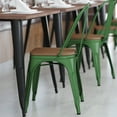 thumbnail image 4 of Flash Furniture Perry Commercial Grade Green Metal Indoor-Outdoor Stackable Chair with Teak Poly Resin Wood Seat, 4 of 13