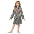 thumbnail image 6 of FORMRS Niños Bathrobe Unisex Hooded Robe Soft Plush Pajamas Sleepwear, Size 2-3T, Blue Colorful Flowers, 6 of 7