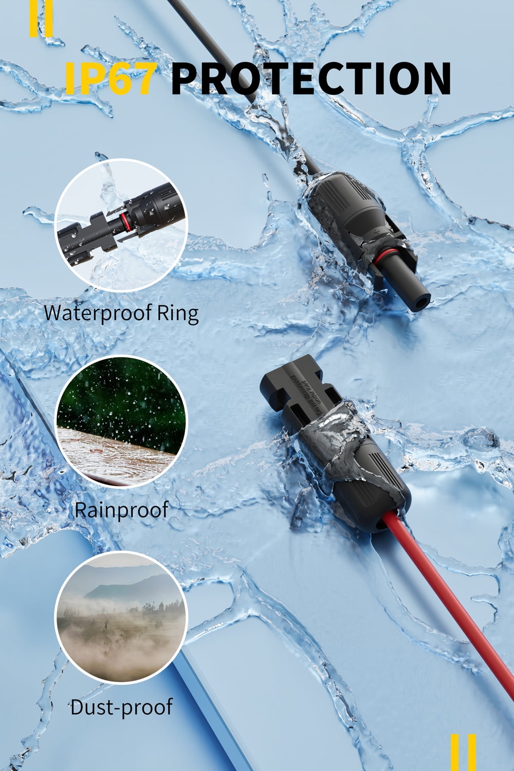 Enernova 25Ft Solar Charge Cable 4-in-1 Solar Connector to XT60, Anderson, DC5521, DC7909 Adapter Connector Connect Solar Panel for Portable Power Station Solar Generator