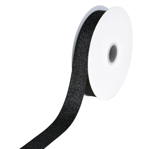 Homeford Nylon Metallic Glitter Ribbon, 7/8-inch, 25-yard, Black