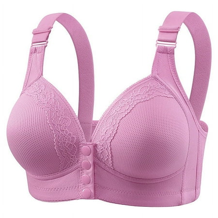 Lovzfmll Bras for Womens Plus Size Underwire Lace Front Buckle Solid Color Lingerie Bras Underwear Bralette Breathable Bra