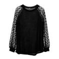 thumbnail image 4 of Spencer Women's Long Sleeve Shirt Lace Blouses Tops Casual Loose Pullover Lady Crew Neck Tunic Tops "M, Black", 4 of 7