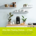 thumbnail image 2 of Delta Slim Floating Wall Shelves, Set of 2, 36 in. x 8 in. x .5 in. White, 2 of 9