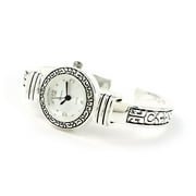 Silver Western Style Decorated Bangle Cuff Watch for Women
