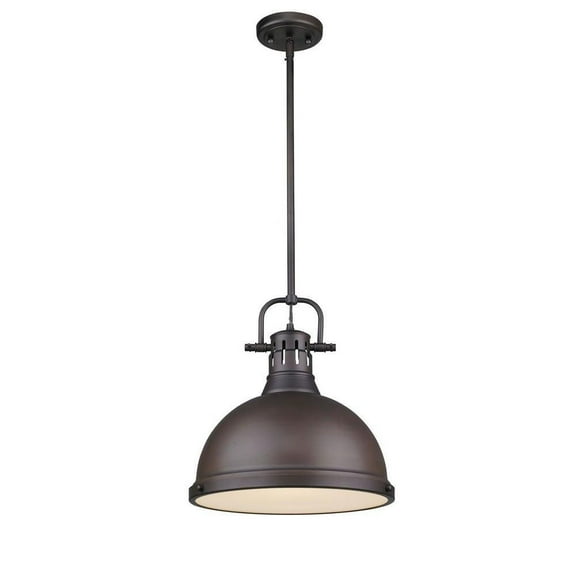 1 Light Rod Pendant in Classic Style 14.63 inches High By 14 inches Wide-Rubbed Bronze Finish-Rubbed Bronze Shade Color Bailey Street Home