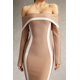 thumbnail image 5 of Vestido Bellabarnetten Hilda Maxi Brown con hombros descubiertos y manga larga, 5 of 6